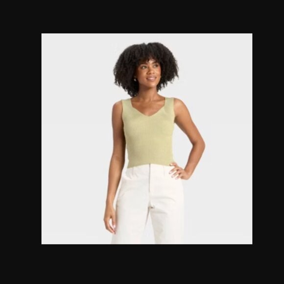 A new day Ribbed Sweater Tank - Light Green - Small - Picture 1 of 8